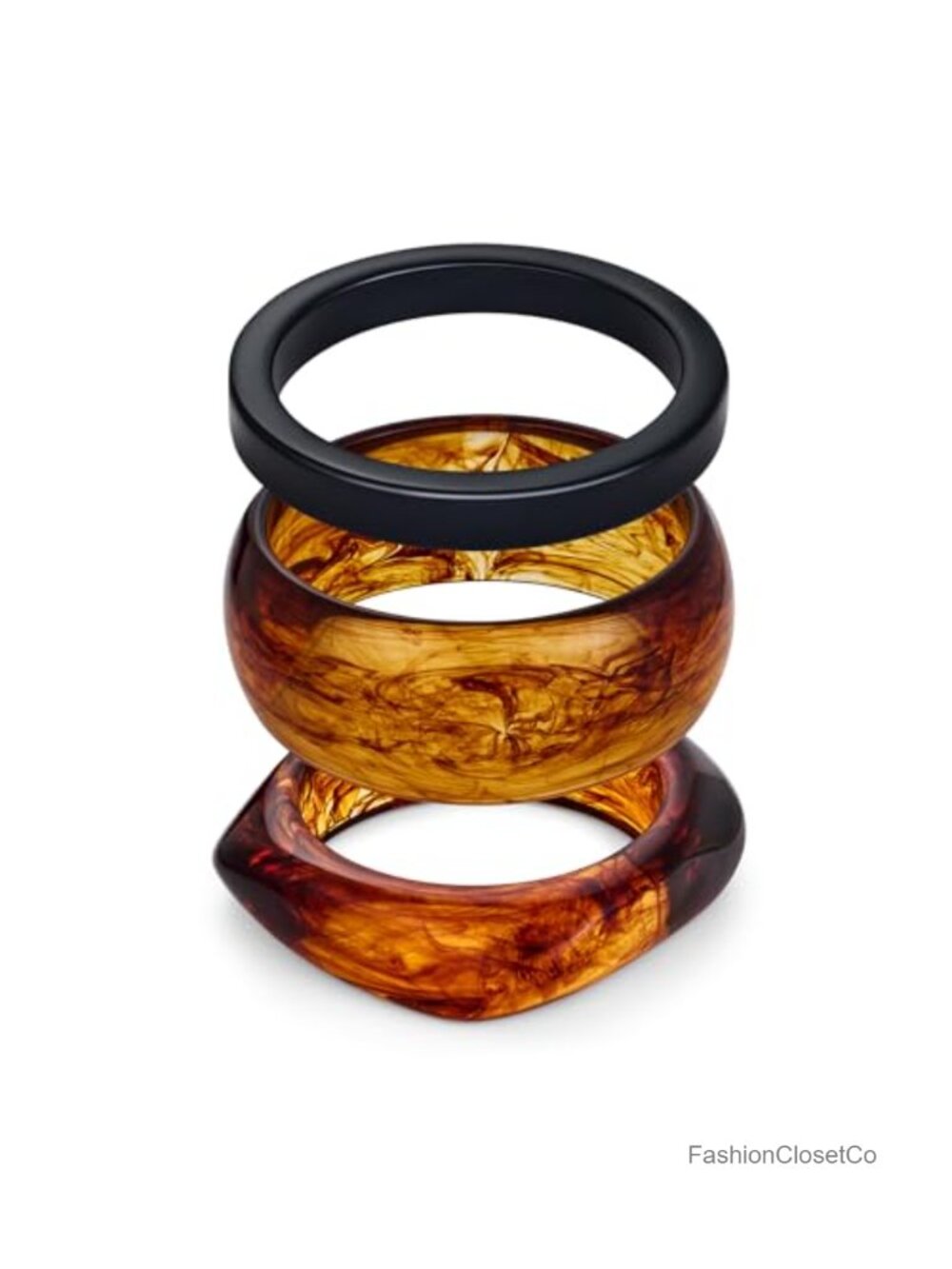 Chunky Acrylic Resin Bangle Bracelets Set for Women 3 Piece Stackable Geometric